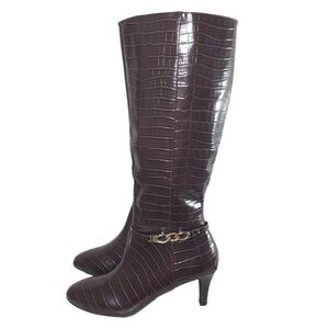 Karen Scott Hanna Brown Croc Dress Knee Boots Sz 8.5, 9.5